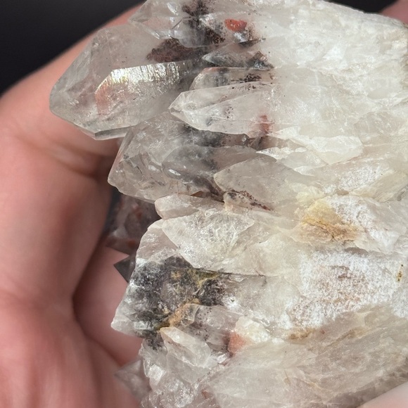 Sunset 🌅 Phantom Quartz Druzy Hematite Cluster Raw Mineral India - Picture 3 of 13